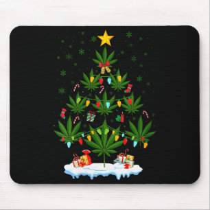 Tapis De Souris Arbre de Noël Feuille Femme Herbe Fumeur Noël Col