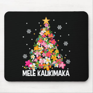 Tapis De Souris Arbre de Noël Floral Hawaïen Mele Kalikimaka Tropi