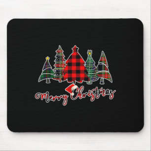 Tapis De Souris Arbre de Noël joyeux carreau buffle rouge noir ver