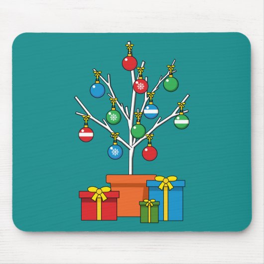 Tapis De Souris Arbre de Noël minimal avec présentation (Devant)