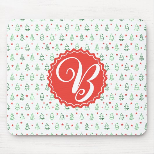 Tapis De Souris Arbre de Noël rouge et vert (Devant)