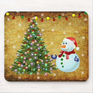 Tapis De Souris Arbre de Noël Snowman