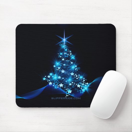Tapis De Souris arbre de Noël stylisé SlipperyJoe bleu brillant s (Avec souris)
