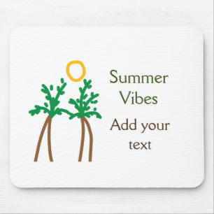 Tapis De Souris Arbre de noix de coco brun vert vibes d'été ajoute