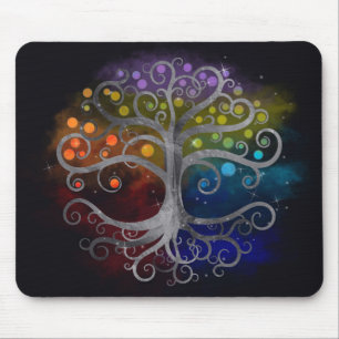 Tapis De Souris Arbre de vie Silver Swirl