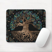 Tapis De Souris Arbre de vie - Yggdrasil doré et ornement de marbr (Avec souris)