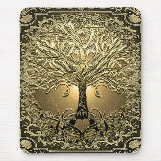 Tapis De Souris Arbre d'or de la vie Ancien Rustique (Devant)