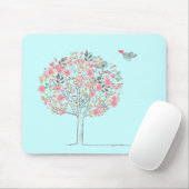 Tapis De Souris Arbre et oiseaux de floraison dans l'amour (Avec souris)