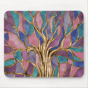 Tapis De Souris Arbre mosaïque - Purple et or