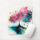 Tapis De Souris Arbre mystique moderne & gras (bleu, rose, orange) (Avec souris)