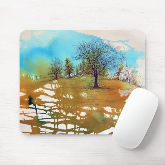 Tapis De Souris Arbre paysage aquarelle Art (Avec souris)