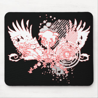 Tapis De Souris arbre tracé. rouge & blanc.