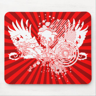 Tapis De Souris arbre tracé. rouge & blanc & rayons.