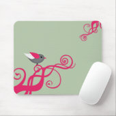 Tapis De Souris Arbre vectoriel avec oiseau (Avec souris)