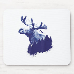 Tapis De Souris Arbres de forêt d'orignaux Protection De l'environ