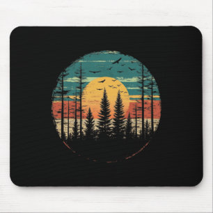 Tapis De Souris Arbres de la forêt rétro Dehors Nature Femmes Homm