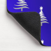 Tapis De Souris Arbres de Noël Argent sur Bleu Cobalt (Coin)