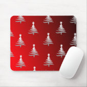 Tapis De Souris Arbres de Noël en argent sur rouge (Avec souris)