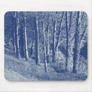 Tapis De Souris Arbres d'une rivière - Effet Cyanotype