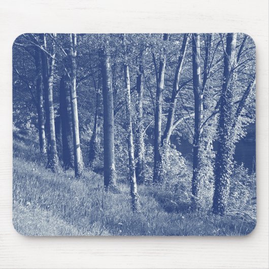 Tapis De Souris Arbres d'une rivière - Effet Cyanotype (Devant)