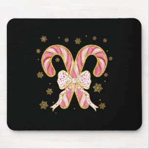 Tapis De Souris Arc Coquette Rétro Canne à Sucre Saison de Noël Fe