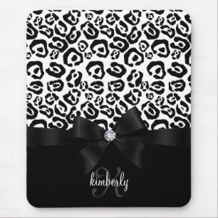 Tapis De Souris Arc élégant de léopard et Girly personnalisé p