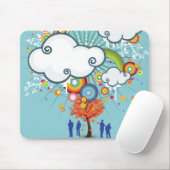 Tapis De Souris Arc en ciel Cloud gens Arbre Mousepad (Avec souris)