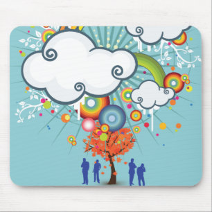 Tapis De Souris Arc en ciel Cloud gens Arbre Mousepad