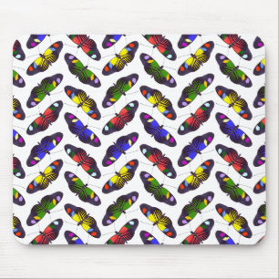 Tapis de souris Arc-en-ciel de papillons (Blanc)