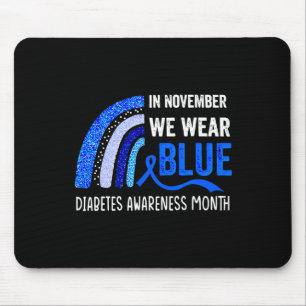 Tapis De Souris Arc-en-ciel En Novembre Nous Portons Blue Diabetes