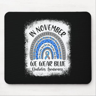 Tapis De Souris Arc-en-ciel En Novembre Nous Portons Blue Diabetes