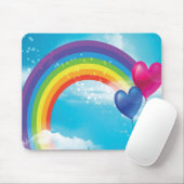 Tapis De Souris Arc en ciel et coeurs (Avec souris)