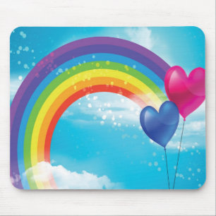Tapis De Souris Arc en ciel et coeurs