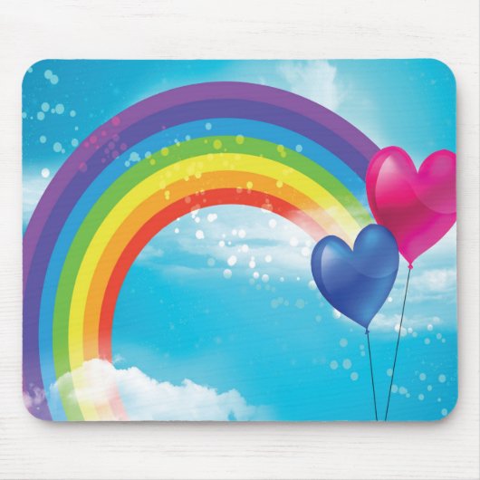 Tapis De Souris Arc en ciel et coeurs (Devant)