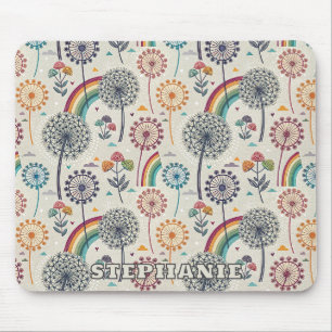 Tapis De Souris Arc-en-ciel et pissenlit botanique