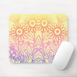Tapis De Souris Arc-en-ciel Ombre Papillon & Ladybugs
