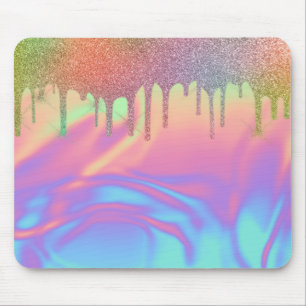 Tapis De Souris Arc-en-ciel pailleté ombré holographique