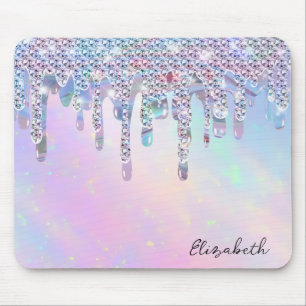 Tapis De Souris Arc-en-ciel Tendance Paillettes Gouttes Holographi
