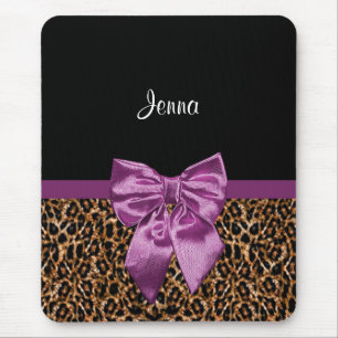 Tapis De Souris Arc pourpre élégant et nom d'empreinte de léopa