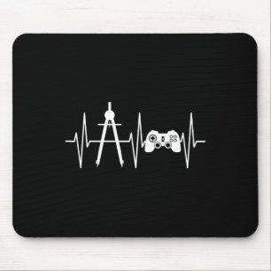Tapis De Souris Architecte Shirt Gamer Vidéo Jeu Heartbeat Archi