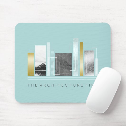 Tapis De Souris Architecture géométrique Turquoise clair et or Fau (Avec souris)