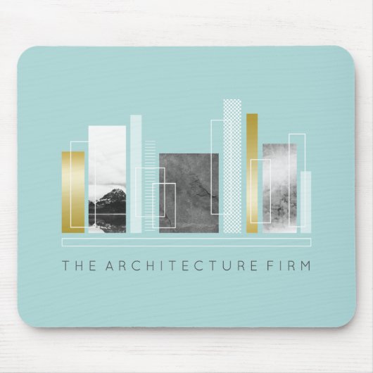 Tapis De Souris Architecture géométrique Turquoise clair et or Fau (Devant)