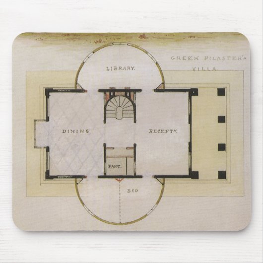 Tapis De Souris Architecture vintage, Plan de sol et Villa grecque (Devant)