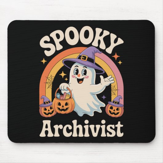 Tapis De Souris Archiviste éffrayant Cute Ghost Citrouille Archive (Devant)