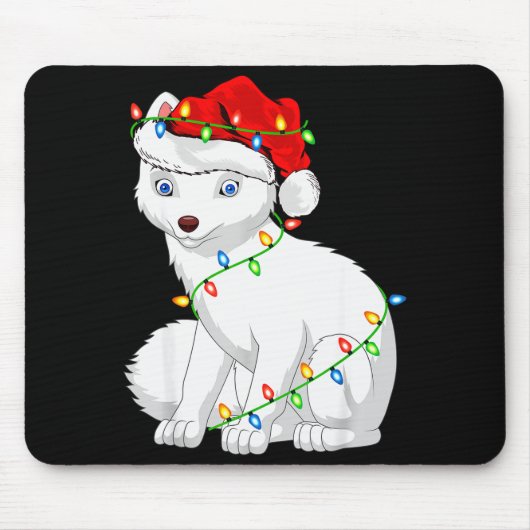 Tapis De Souris Arctic Fox Animal Lover Xmas Santa Hat Arctic Fox (Devant)