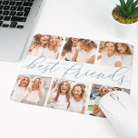 Tapis De Souris Ardoise | Collage photo des meilleurs amis<br><div class="desc">Célébrez l'amitié avec vos besties avec ce collage photo cool mousepad avec 6 photos préférées,  avec "meilleurs amis" dans le centre en bleu-vert fumé script de calligraphie lettré.</div>