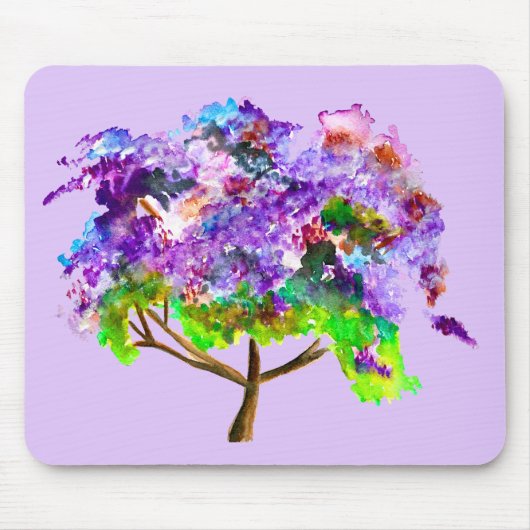 Tapis De Souris Ardoise d'aquarelle violette Jacaranda (Devant)