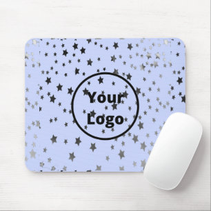 Tapis De Souris Argent et étoiles noires sur bleu