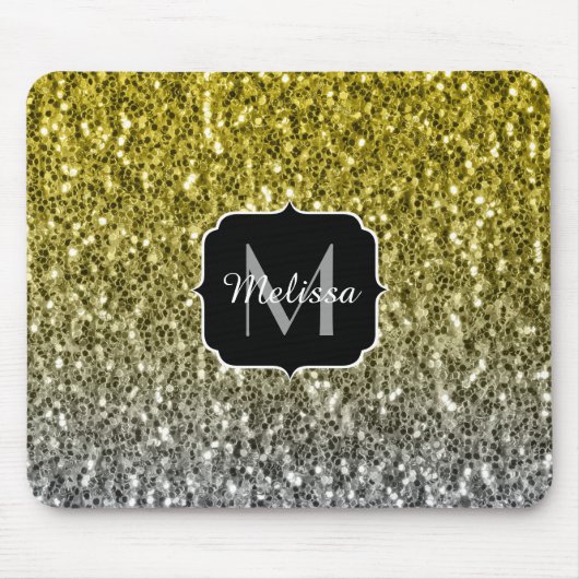 Tapis De Souris Argent or brillant foncé parties scintillant ombre (Devant)