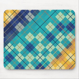 Tapis De Souris Argyle à carreaux multicolore bleu et jaune